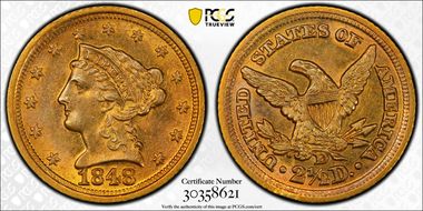 1848-D $2.50 MS62