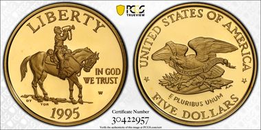 1995-W $5 Civil War PR70DCAM