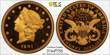 1891 $20 PR65DCAM