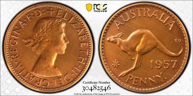 1957 Y. (p) 1D Brilliant PR62RD
