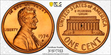 1974-S 1C PR69DCAM