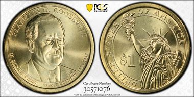 2014-P $1 Franklin D. Roosevelt Position B MS67