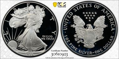 1986-S $1 Silver Eagle PR70DCAM