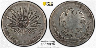 (1834-37) 4 R KM-92 C/M on Mex 4R F12