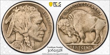 1917-S 5C VF30