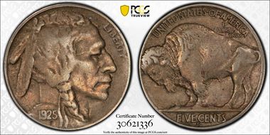 1925-S 5C 2 Feathers FS-401 XF40