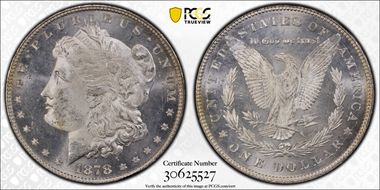 1878 7TF $1 VAM 70, Doubled RIB MS64
