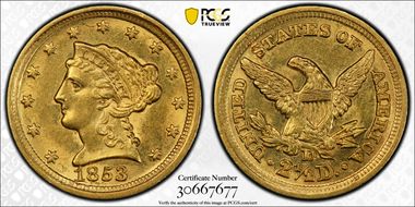 1853-D $2.50 MS61