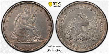 1840-O 50C WB-8, Recut Dentils XF45