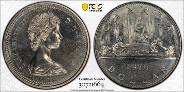 1976 $1 Voyageur Attached Jewels MS65