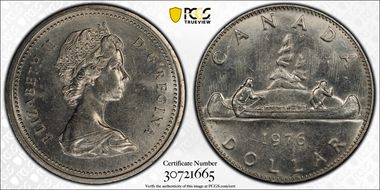 1976 $1 Voyageur Attached Jewels MS64