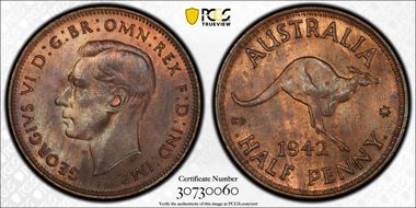 1942-I 1/2D Long Reverse Denticles MS63RB