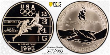 1995-P $1 Track & Field PR70DCAM