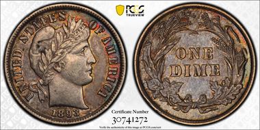 1893/2 10C AU53