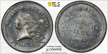 (1876) Token Pa-Ph 860 White Metal Cassidy's MS64