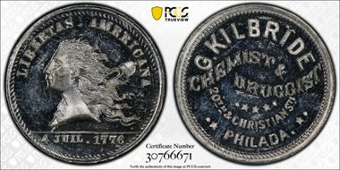 (1876) Token Pa-Ph 980 White Metal G. Kilbride MS64