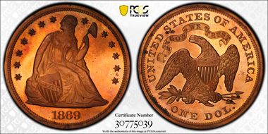 1869 $1 J-763 PR64RD