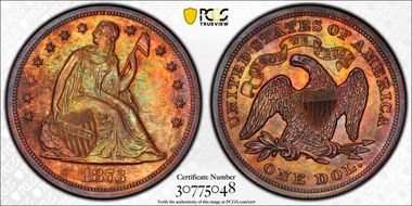 1873 $1 J-1274 PR64+ BN