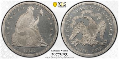 1863 $1 J-347 PR66CAM