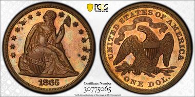1865 $1 J-435 PR64RB