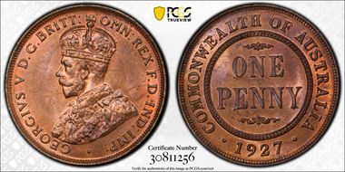 1927 (m) 1D English obverse MS65RB