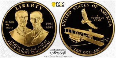 2003-W $10 First Flight PR70DCAM