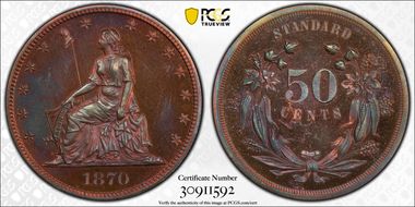 1870 50C J-929 PR64+ RB