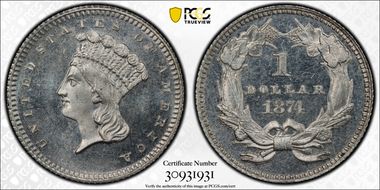 1874 G$1 J-1366 PR66CAM