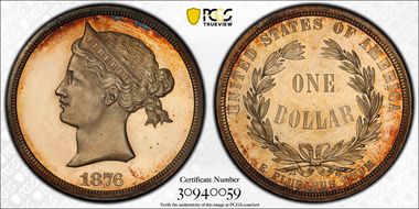 1876 $1 J-1457 PR65CAM