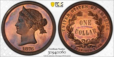 1876 $1 J-1458 PR66RB