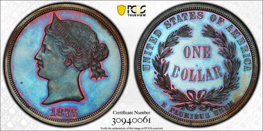 1876 $1 J-1458a PR67+ BN