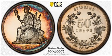 1871 50C J-1105 PR64+ CAM