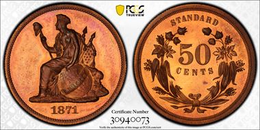 1871 50C J-1106 PR65+ RD