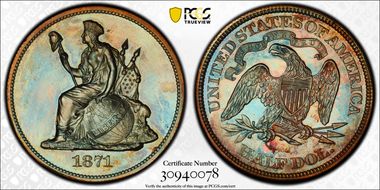 1871 50C J-1109 PR65+ BN