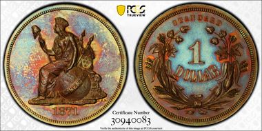 1871 $1 J-1123 PR66BN