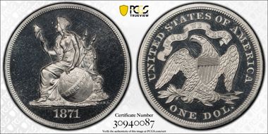 1871 $1 J-1130 PR64+ DCAM