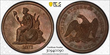 1871 $1 J-1132a PR64BN
