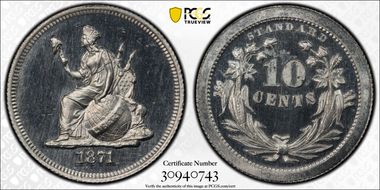 1871 10C J-1076 PR66DCAM