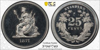 1871 25C J-1092 PR65+ CAM