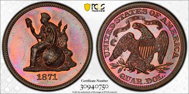 1871 25C J-1094 PR65+ RB