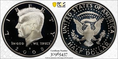 2008-S 50C Silver PR70DCAM