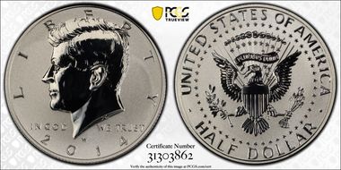 2014-W 50C Reverse Proof First Strike - Washington DC PR70
