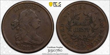 1804 1/2C Spiked Chin VF25BN
