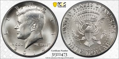 2014-D 50C Silver First Strike - Washington DC MS70