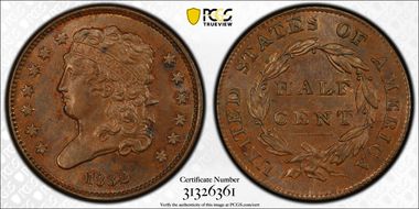 1832 1/2C C-3 MS64BN