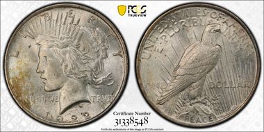 1922 $1 VAM 5 Tripled Leaves MS62