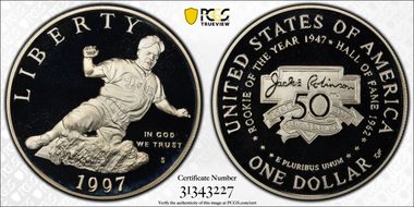 1997-S $1 Jackie Robinson PR70DCAM