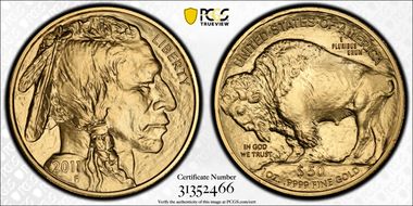 2011 $50 American Buffalo .9999 Fine Gold MS70