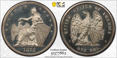 1872 $1 J-1205, Amazonian PR65CAM