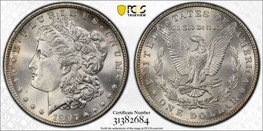 1897 $1 VAM 8 Doubled Stars MS66+